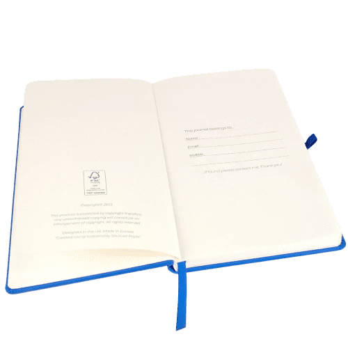 Inside pages of the 12 week wellness journal as standard from Total Merchandise