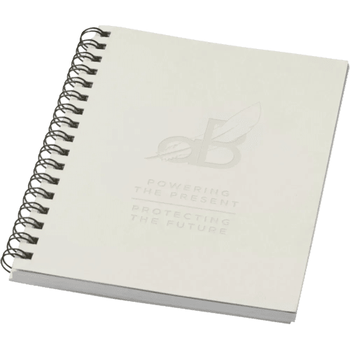 Logo Branded Recycled A6 Colour Spiral Notebook in Ivory White from Total Merchandise
