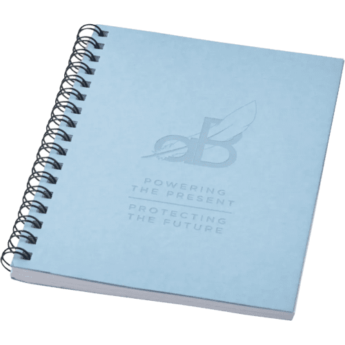 Customisable Recycled A6 Colour Spiral Notebook in Light Blue from Total Merchandise