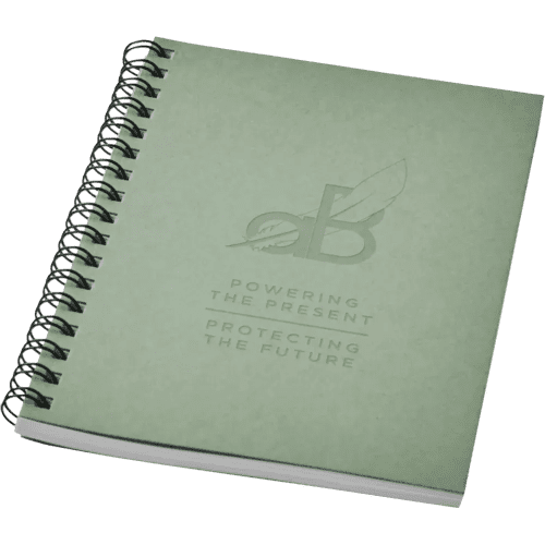 Custom Branded Recycled A6 Colour Spiral Notebook in Light Green from Total Merchandise