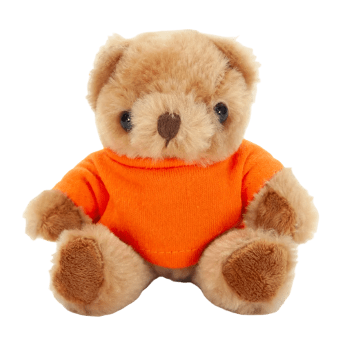 Fully Recycled 13cm Jasper Bear with T-Shirt in Orange