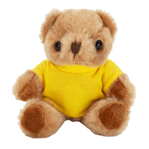 Fully Recycled 13cm Jasper Bear with T-Shirt in Yellow