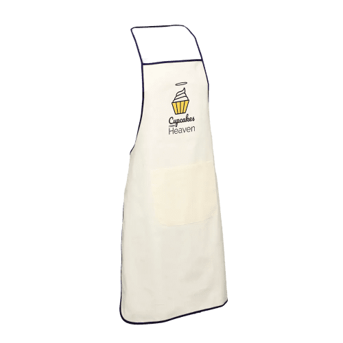 Customisable Chilli Cotton Apron in Natural/Blue printed with your logo from Total Merchandise