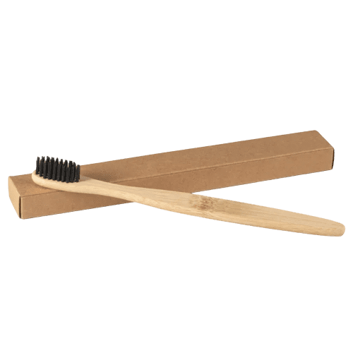Custom Branded Bamboo Toothbrushes in Natural/Black engraved with your logo from Total Merchandise