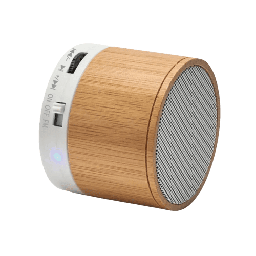 Custom Branded Glashow Bamboo Speaker with Microphone in Natural from Total Merchandise