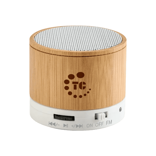 Personalisable Glashow Bamboo Speaker with Microphone in Natural from Total Merchandise