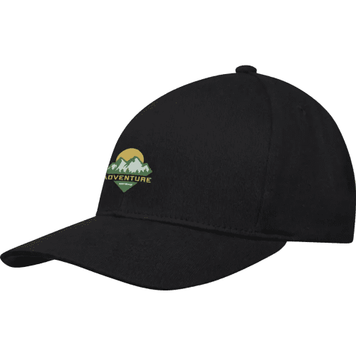 Promotional Opal 6 panel Aware™ Recycled Cap in Black with your logo from Total Merchandise