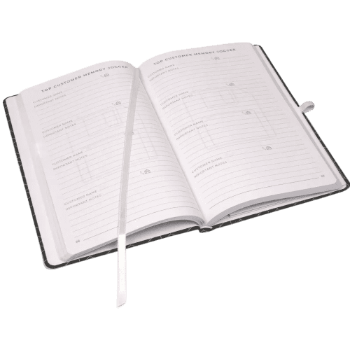 Inside pages of the Work Journal with a design from Total Merchandise