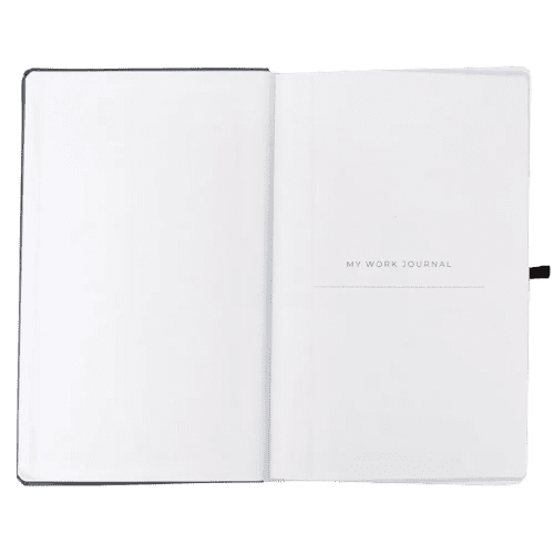 Inside pages of the Work Journal with a design from Total Merchandise