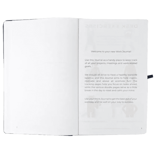 Inside pages of the Work Journal with a design from Total Merchandise