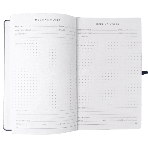 Inside pages of the Work Journal with a design from Total Merchandise