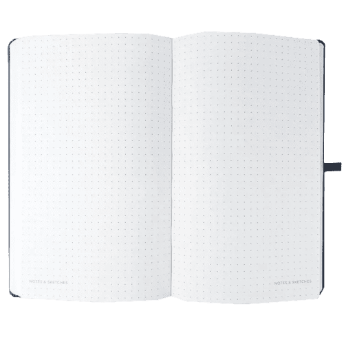 Inside pages of the Work Journal with a design from Total Merchandise