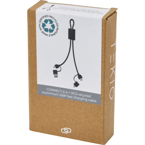 Customisable 6-in-1 RCS Recycled 45W Fast Charge & Data Transfer Cable from Total Merchandise