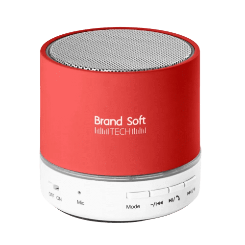 Custom Printed Perey ABS Speaker with Microphone in Red with your logo from Total Merchandise