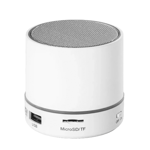Logo Branded Perey ABS Speaker with Microphone in White with your logo from Total Merchandise
