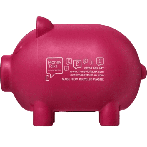 Custom printed Oink Recycled Piggy Bank in Pink from Total Merchandise