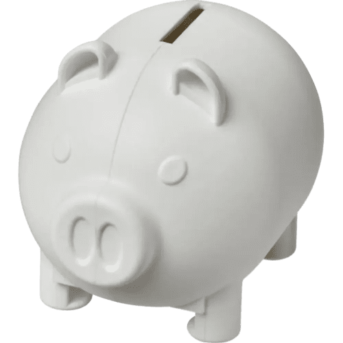 Promotional Oink Recycled Piggy Bank in White from Total Merchandise