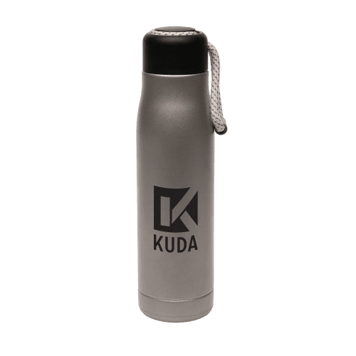 Custom Printed 550ml Double-Walled Stainless Steel Flask Bottle in Silver from Total Merchandise