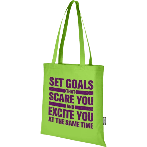 Custom Branded Coloured Zeus GRS Recycled Non-Woven Tote Bag in Lime from Total Merchandise