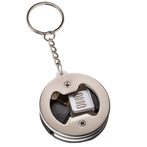 Customisable 3-in-1 Charging Cable Keyring in White branded with your logo from Total Merchandise