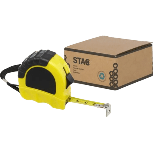 Logo printed 3 Metre Recycled Plastic Measuring Tape in Black/Yellow from Total Merchandise