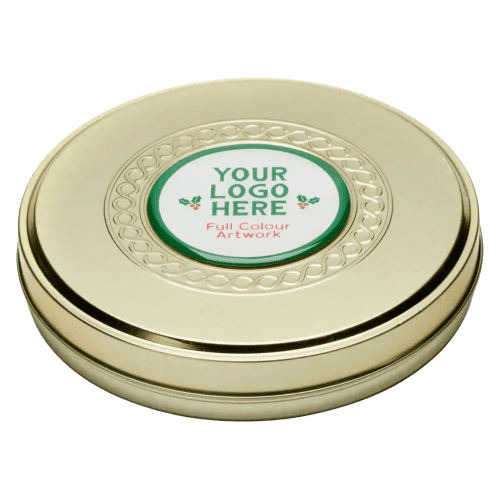 Promotional Celebrations Gold Treat Tin with your full-colour logo from Total Merchandise