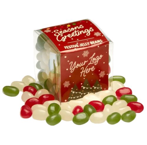 Promotional Festive Jelly Bean Factory Cubes printed with your logo from Total Merchandise