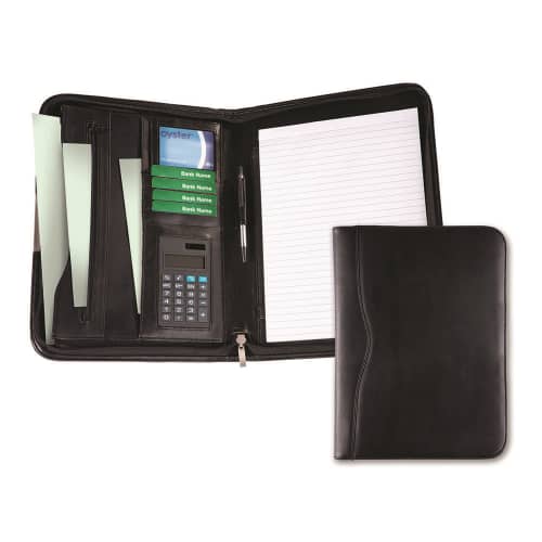 Branded Balmoral Leather A4 Zipped Conference Folders with Pad from Total Merchandise