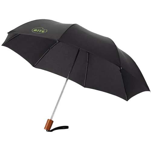 Logo Printed Oho 20" Foldable Umbrella in Black printed with your logo from Total Merchandise