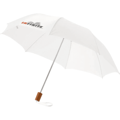 Promotional Oho 20" Foldable Umbrella in White printed with your logo from Total Merchandise