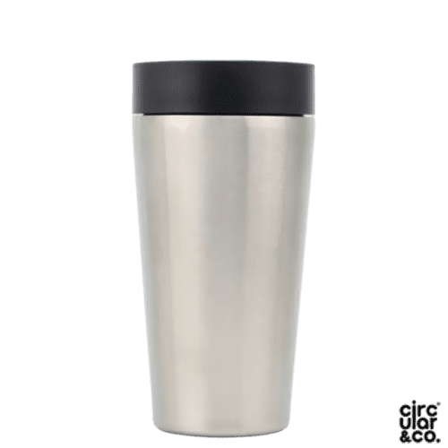 Branded Circular & Co 12oz Stainless Steel Travel Mug in Stainless Steel/Black from Total Merchandise
