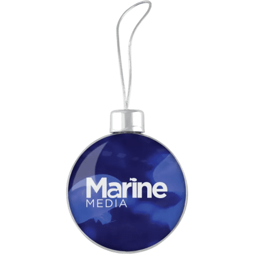 Promotional printed Large Picto Bauble in Clear with a design from Total Merchandise