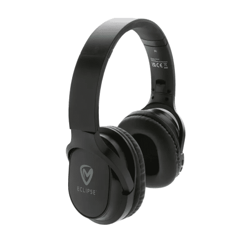 Custom branded Eco Elite Foldable Wireless Headphone in Black with a design from Total Merchandise