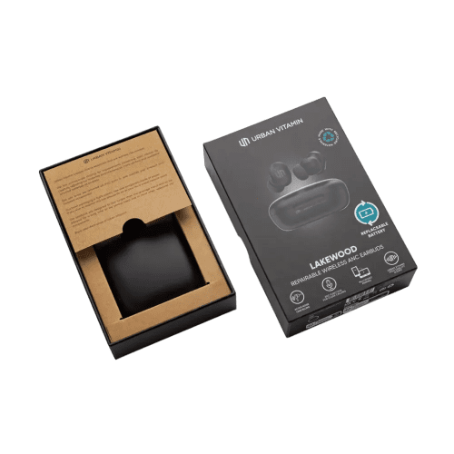 Lifestyle image of the Urban Vitamin Lakewood Repairable Earbuds from Total Merchandise