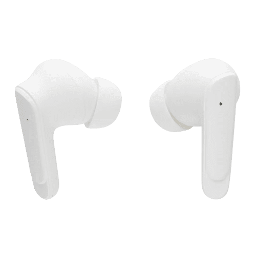 Logo Branded Prolink RCS Recycled Plastic Hybrid Earbuds in White printed with your company logo