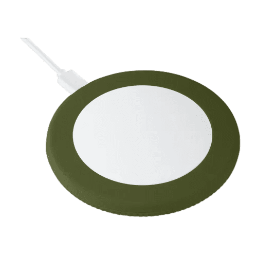 Logo branded REEVES Wireless Charger in White/Olive from Total Merchandise