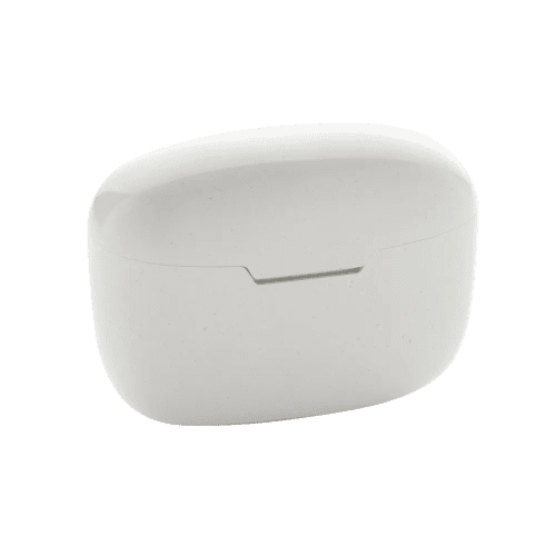 Logo Branded RCS Recycled Plastic Liberty Pro Wireless Earbuds in White from Total Merchandise