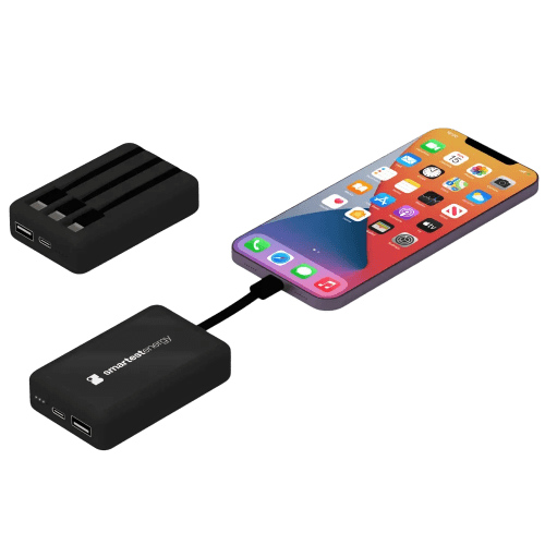 Logo Branded 10000mAh Tricord Power Bank in Black printed with your logo from Total Merchandise