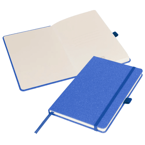 Promotional A5 Sustainable London Notebooks in Blue with your logo from Total Merchandise