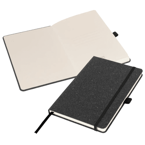Custom Branded A5 Sustainable London Notebooks in Charcoal with your logo from Total Merchandise