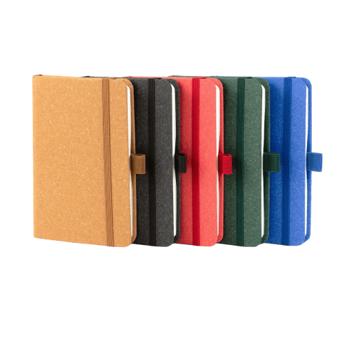 An image of all available colours of the A6 Sustainable London Notebooks from Total Merchandise