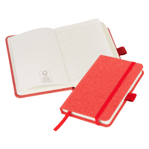 Personalisable A6 Sustainable London Notebooks in Red with your logo from Total Merchandise