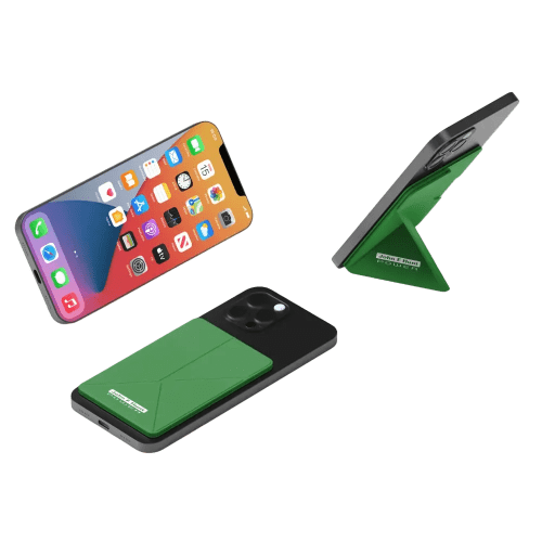 Promotional Origami Mag Safe Phone Stand in Green printed with your logo from Total Merchandise