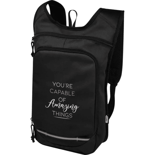 Promotional Trails GRS RPET Backpack in Black printed with your logo from Total Merchandise