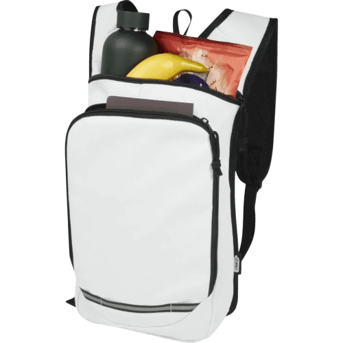 Personalisable Trails GRS RPET Backpack in White printed with your logo from Total Merchandise