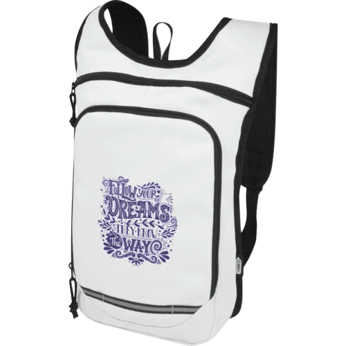 Promotional Trails GRS RPET Backpack in White printed with your logo from Total Merchandise