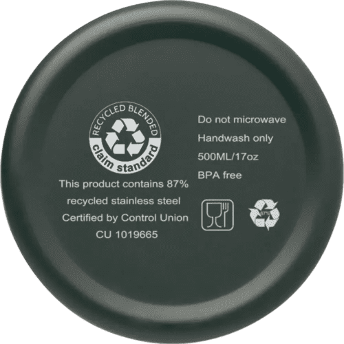 The bottle of the 500ml Recycled Stainless Steel Insulated Water Bottle in Green Flash