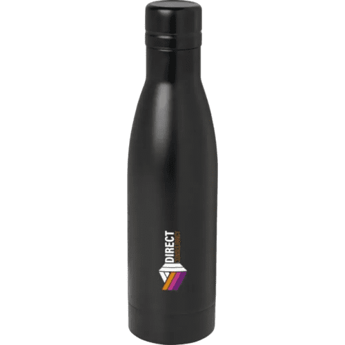Custom 500ml Recycled Stainless Steel Insulated Water Bottle in Solid Black from Total Merchandise