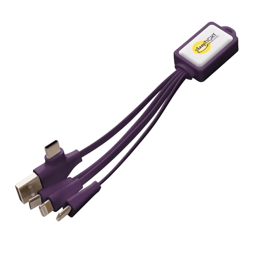 Branded Tucker Dual Adapter Multi Charger in Purple printed with your logo from Total Merchandise