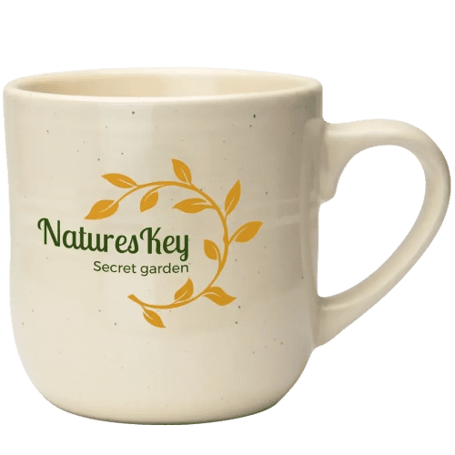 Custom branded Bramble Mugs in Oatmeal with a design from Total Merchandise